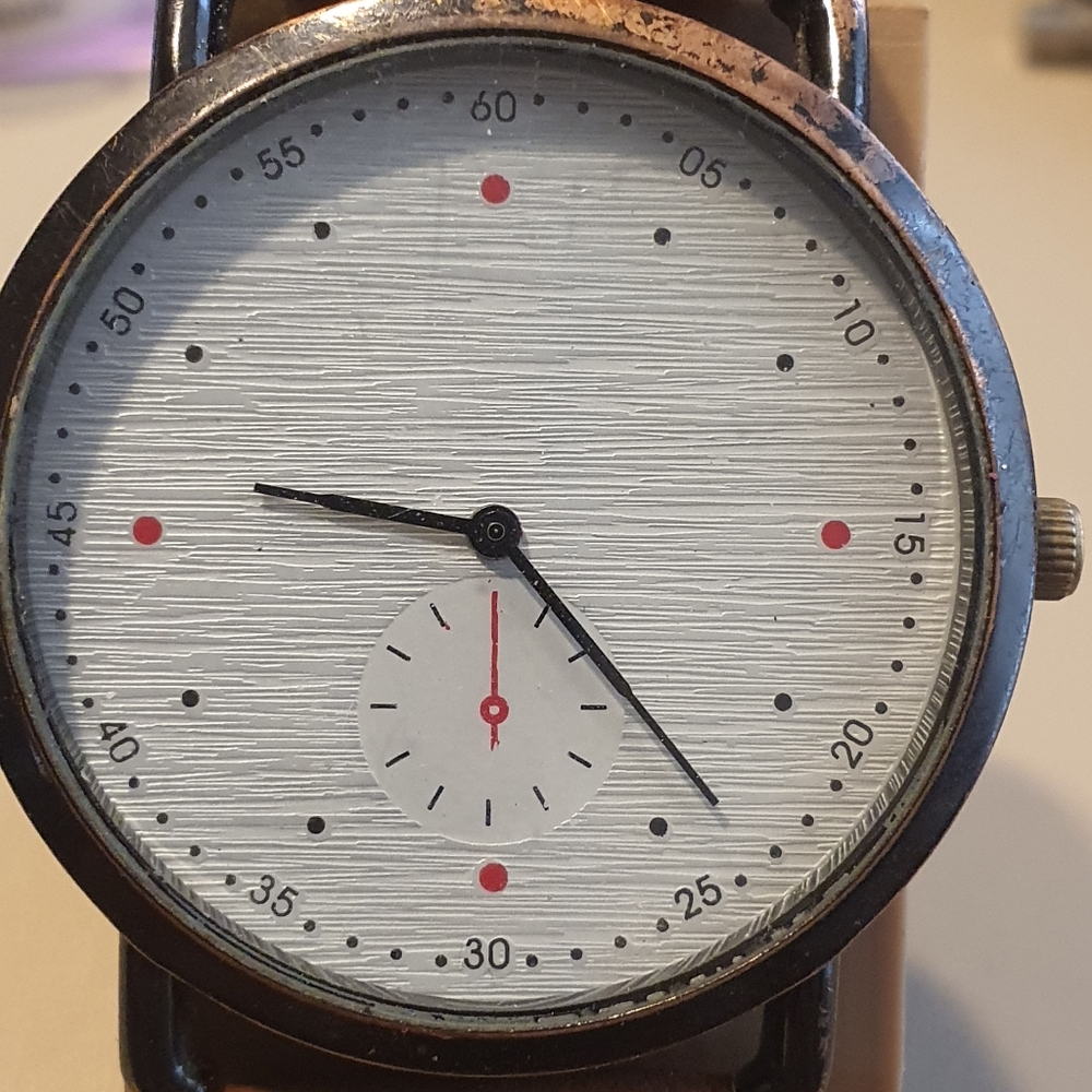 10/$20 Black/Silver Leather Men's Watch